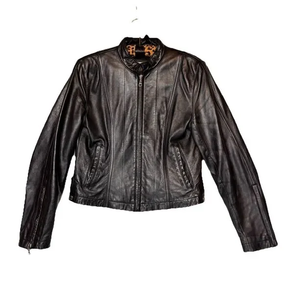 Wilson Leather Jacket Women's Small Black Leather Full Zip Pockets - Picture 1 of 16